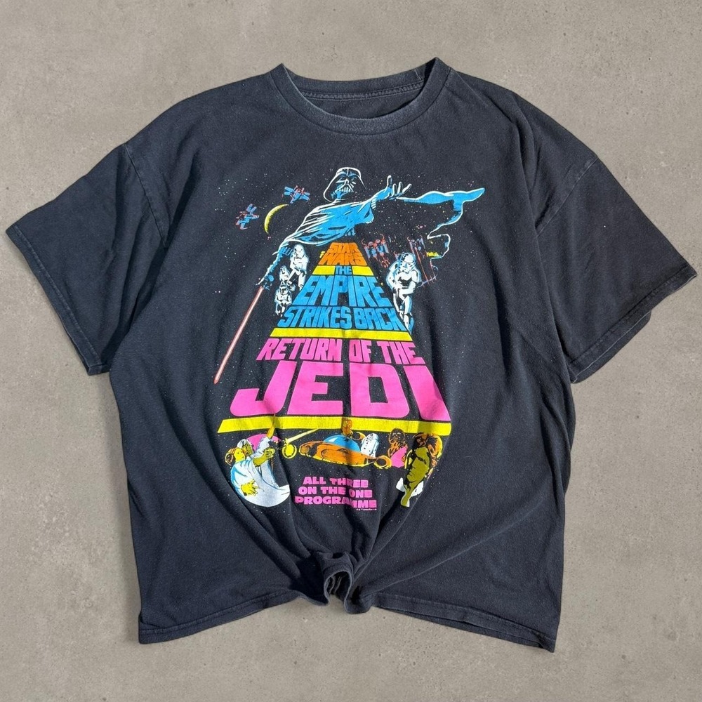 Star Wars Trilogy Graphic Tee Black Darth Vader Y2K Vintage Style Mens XL